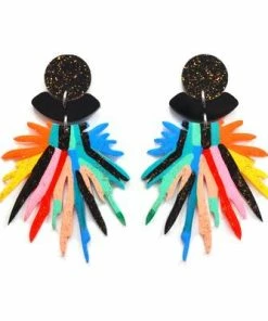 Lucinda's Rainbow & Black Statement Earrings