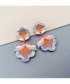 Lucinda's Retro Floral Sunset Pink Earrings