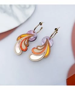 Lucinda's New Pink Sky Psychedelic Wave Hoop Earrings