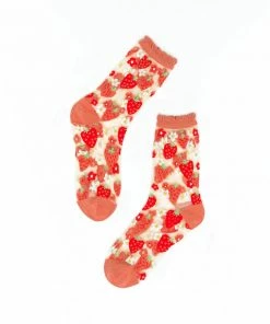 Lucinda's New Strawberry Daisy Sheer Ruffle Crew Socks