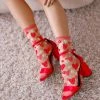 Lucinda's New Strawberry Daisy Sheer Ruffle Crew Socks