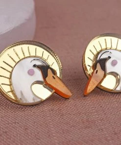 Lucinda's Sunset Swan Small Stud Earrings