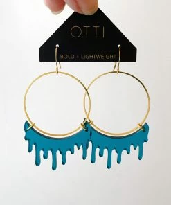 Lucinda's Teal Slime Hoop Earring New