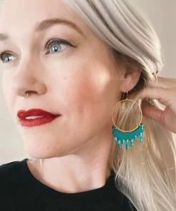 Lucinda's Teal Slime Hoop Earring New