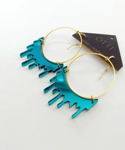 Lucinda's Teal Slime Hoop Earring New